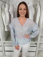 ÚJ Primark (XS) Világoskék-Sárga Sűrű Virágmintás Oversize Fazonú Felső