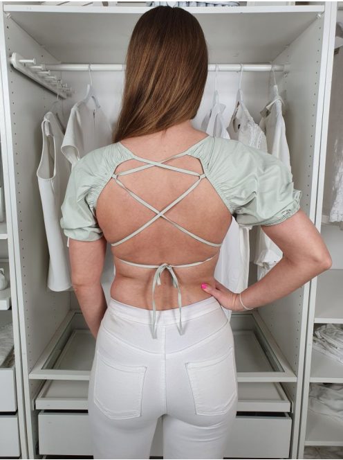 Misspap (S) Világoszöld Hátán Nyitott, Keresztpántos Rövidderekú Felső