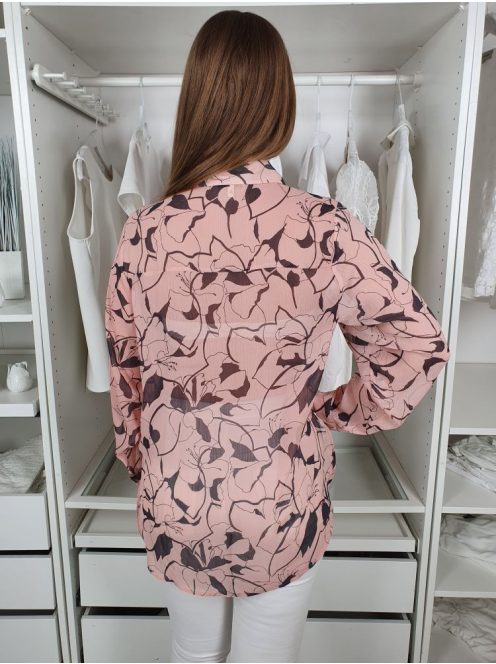 Next (M) Púder Mintás, Áttetsző Gombos, Galléros Felső