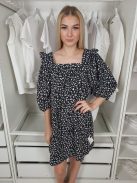 George (S) Fekete-Fehér Mintás Bő Fazonú, 100% Pamut Ruha