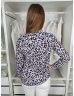   New Look (M) Lila-Fehér-Fekete Foltmintás Elől Végig Gombos, Galléros Felső