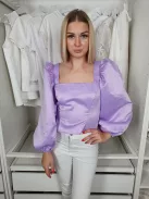 Nasty Gal (S) Lila Buggyos Ujjú Oldalán Cipzáras, Fényes Anyagú Felső