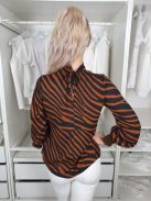 New Look (M) Fekete-Barna Csíkos, Bő Fazonú Hátul Nyakában Megkötős Felső