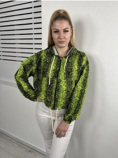    Primark (XS) Neonzöld Elöl Cipzáros, Derékban Összehúzható Kígyóbőrmintás, Kapucnis Kabát