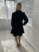 ZARA (S) Fekete Mellnél Gombos, Buggyos Vállú, Pamut Fodros Aljú Ruha