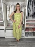 ÚJ TopShop (XS) Lime Apró Virágmintás, Megköthető Pántú Hátul Gombos Ruha