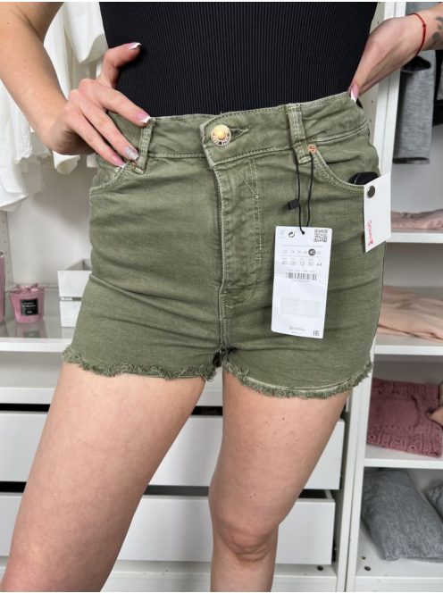 ÚJ Bershka (M) Khaki Farmer, Zsebes Gombos, Cipzáros Rövidnadrág