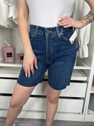   ÚJ H&M (M) Kék Elől Gombos, Zsebes Rojtos Aljú,Farmer Rövidnadrág