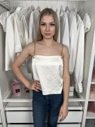 ÚJ Forever21 (S) Krémszinű Láncpántos Fényes Anyagú Felső