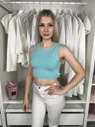 ÚJ Fashion Nova (S) Vízkék Kerek Nyakú Rövid Derekú Felső