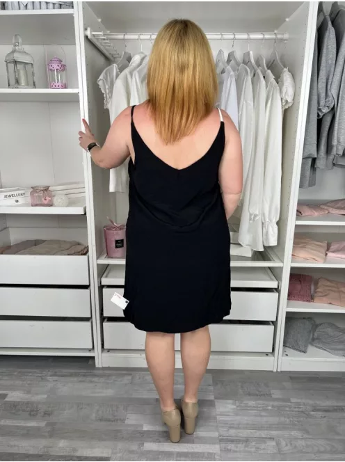 New Look (L) Fekete-Fehér-Púder Mintás, Pántos Mellbevarrásos Ruha