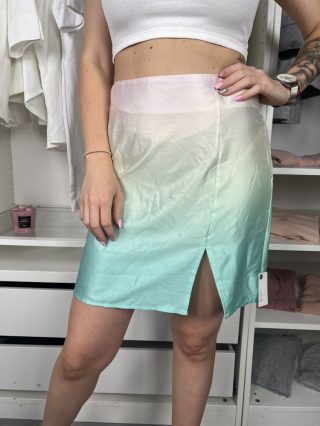   Boohoo (M) Zöld Oldalt Cipzáros Fényes Anyagú, Sliccelt Szoknya