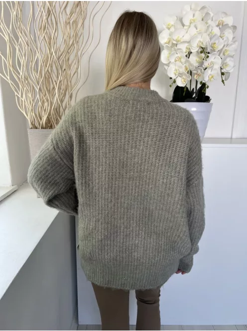 Primark (S) Penészzöld Kötött, Elöl Végig Gombos Zsebes Kardigán