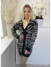   Shein (S) Szürke Fekete Elöl Végig Gombos Zebracsíkos Kardigán