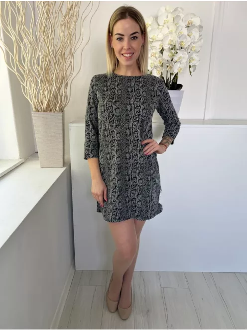 Stradivarius (M) Szürke Jersey Anyagú Kígyóbőrmintás Ruha