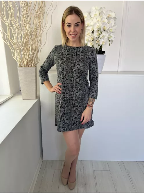 Stradivarius (M) Szürke Jersey Anyagú Kígyóbőrmintás Ruha