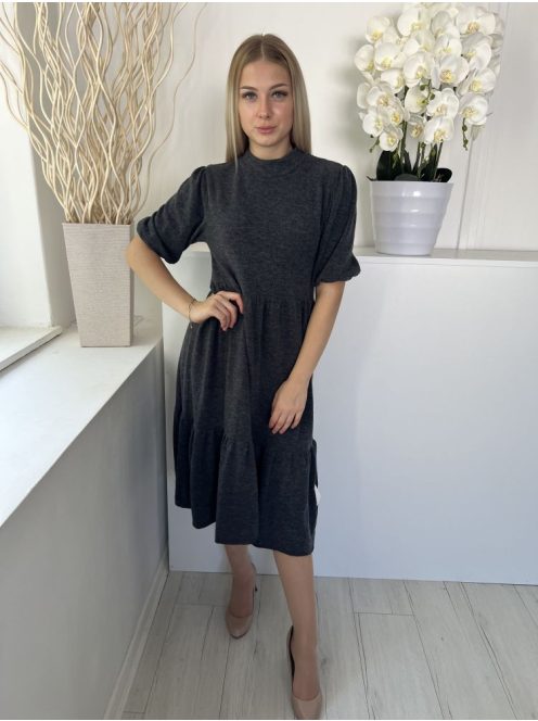 Zara (S) Szürke Gépikötött Magasított Nyakú, Rugalmas Anyagú Ruha