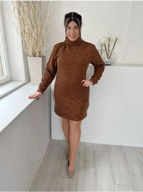 Primark (M) Rőtbarna Garbós Nyakú, Kötött Patentos Ujjvégű Ruha