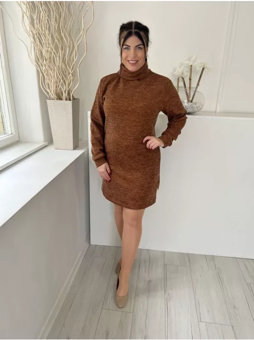 Primark (M) Rőtbarna Garbós Nyakú, Kötött Patentos Ujjvégű Ruha