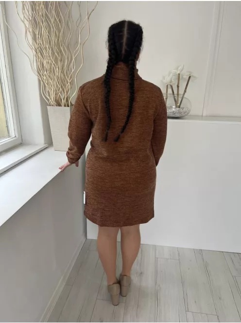 Primark (M) Rőtbarna Garbós Nyakú, Kötött Patentos Ujjvégű Ruha
