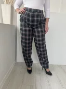 Primark (L) Kék-Fekete Kockás, Elől Kapcsos Zsebes, Bőszárú Nadrág