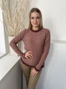 Falmer (S) Barna-Sárga-Pink Csíkos, Fodros Nyakú és Aljú Rugalmas Anyagú Felső