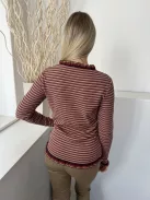Falmer (S) Barna-Sárga-Pink Csíkos, Fodros Nyakú és Aljú Rugalmas Anyagú Felső