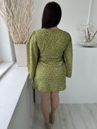 Asos (L) Zöld Sárga Apró Virágos, Elől Végig Gombos Mélykivágású, Bőujjú Ruha