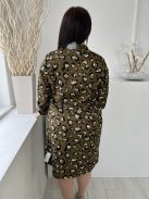 ÚJVero Moda (L) Khaki Fekete Foltmintás, Elől Végig Gombos Ujjvégén Gombos Ruha