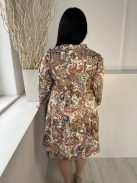 Shein (L) Drapp Színes Mintás, Gumis Ujjvégű Mell Alatt Szabott Ruha
