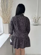 Soon (M) Fekete Mályva Apró Foltmintás, Fodros Aljú Elől Végig Gombos, Galléros Ruha