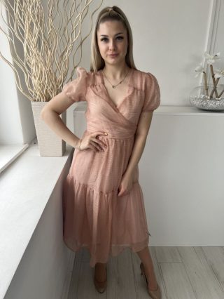   Primark (S) Mályva Hátul Cipzáros, Anyagában Mintás Mellnél Átlapolt, Fodros Aljú, Bélelt, Hátul Nyitott Ruha