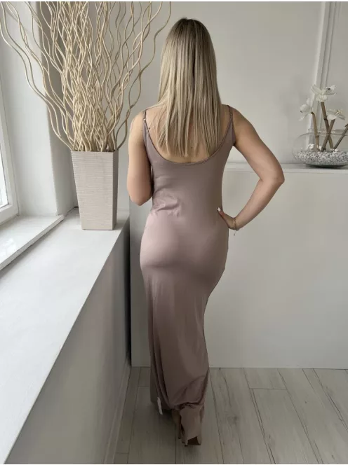 Bershka (M) Szürkésbarna Állítható Pántú Rugalmas Anyagú Ruha