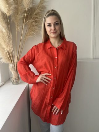   Primark (S) Korall Elől Végig Gombos, Galléros Hosszított Fazonú Felső