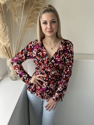   Second Femeal (S) Fekete Színes Mintás, Átlapolt Oldalt Megkötős Felső