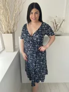 ÚJ ZARA (M) Sötétkék Apró Virágos, Átlapolt Oldalt Megkötős, Mély Kivágású Ruha