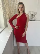 In The Style (M) Piros Hátul Nyitott, Félujjas Rugalmas Anyagú Ruha