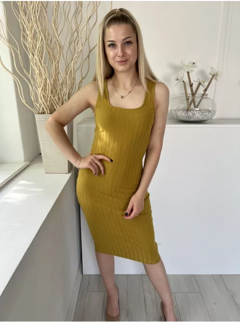 Primark (M) Kislibazöld Anyagában Bordázott Rugalmas Anyagú Ruha