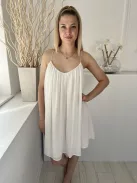 Shein (L) Fehér Dupla Anyagú Hátul Keresztpántos Ruha