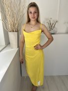 I Saw It First (S) Kanárisárga Ejtett Nyakú, Pántos Oldalt Húzott, Díszmegkötős Ruha