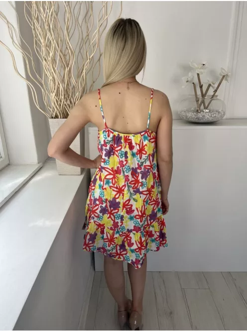 Primark (XS) Fehér Színes Mintás, Pántos 100% Pamut Ruha