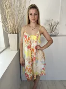 F&F (M) Fehér Színes Virágos, Bélelt Pántos Ruha