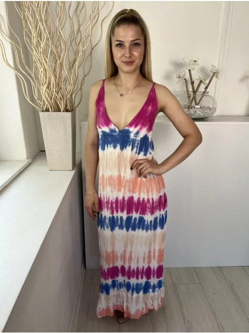 Corte Hindú (XS) Fehér Színes Mintás, Gumisderekú Pántos Ruha