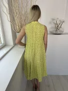 Mango (XS) Sárga Fekete Foltmintás, Hátul Cipzros Fodros Aljú Ruha