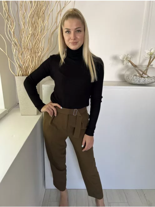TopShop (S) Khaki Kapcsos, Cipzáros Díszöves, Zsebes Nadrág