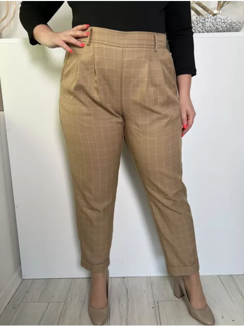 Primark (L) Mogyoró Hátul Gumisderekú Zsebes, Kockás Nadrág