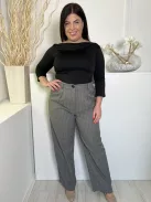 Primark (L) Grafitszürke Fehér Csíkos Gombos, Cipzáros Nadrág