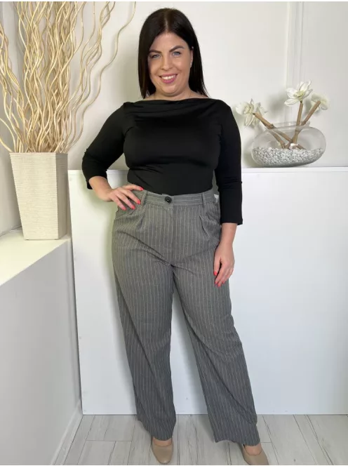 Primark (L) Grafitszürke Fehér Csíkos Gombos, Cipzáros Nadrág