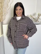 Primark (L) Fekete-Rózsaszín Kockás, Elől Gombos Mellnél Zsebes, Rojtos Aljú Kabát