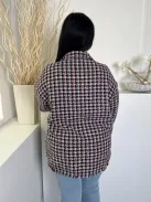 Primark (L) Fekete-Rózsaszín Kockás, Elől Gombos Mellnél Zsebes, Rojtos Aljú Kabát